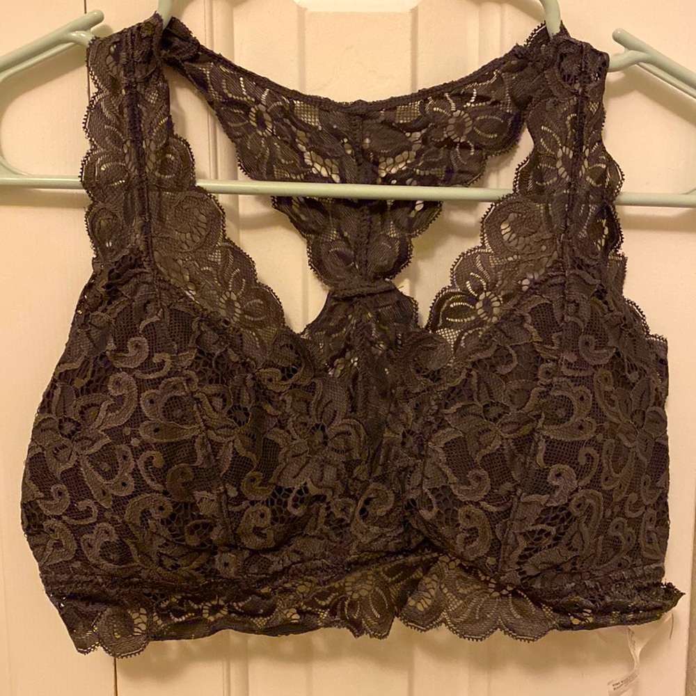 Aero Gray Lace Bralette with Removable Cups Large